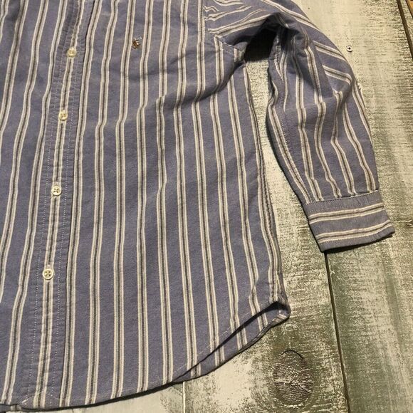 Polo Ralph Lauren Boy's size 7 button down Striped Shirt Blue Long Sleeve - Picture 6 of 11